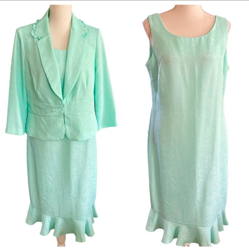 Danny & Nicole 2-piece Mint Green Blazer & Dress Set Size 10